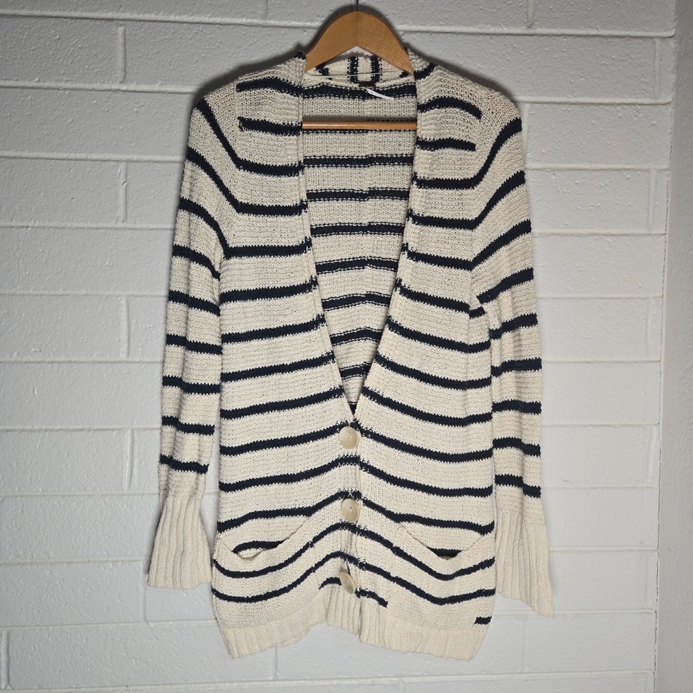 Free People FP Beach Womens Cardigan Striped Knit Oversized Button Front Boho L